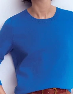 Boden Tenues De Travail|Pulls & Gilets-Pull col rond Emilia en coton Bleu Martin-pêcheur