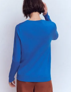 Boden Tenues De Travail|Pulls & Gilets-Pull col rond Emilia en coton Bleu Martin-pêcheur