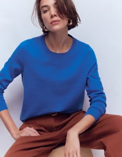 Boden Tenues De Travail|Pulls & Gilets-Pull col rond Emilia en coton Bleu Martin-pêcheur