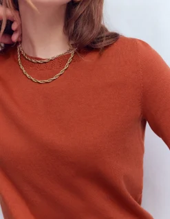 Boden Tenues De Travail|Pulls & Gilets-Pull col rond Emilia en coton Marron châtaigne grillée