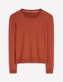 Boden Tenues De Travail|Pulls & Gilets-Pull col rond Emilia en coton Marron châtaigne grillée