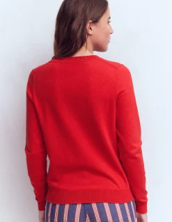 Boden Tenues De Travail|Pulls & Gilets-Pull col rond Emilia en coton Rouge Mérida