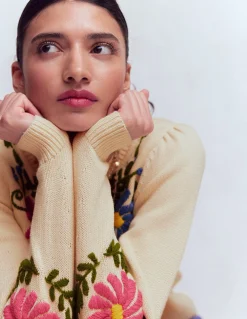 Boden Pulls & Gilets-Pull Davina à manches bouffantes Broderie ivoire