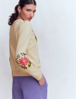 Boden Pulls & Gilets-Pull Davina à manches bouffantes Broderie ivoire