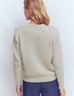 Boden Pulls & Gilets-Pull Davina à manches bouffantes Ivoire, moucheté