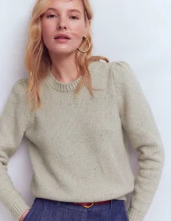 Boden Pulls & Gilets-Pull Davina à manches bouffantes Ivoire, moucheté