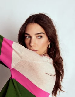 Boden Pulls & Gilets-Pull décontracté Lara en coton Vert jardin intérieur / achillée rose