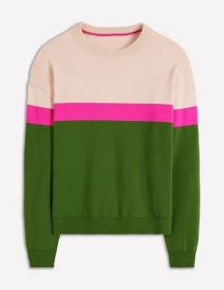 Boden Pulls & Gilets-Pull décontracté Lara en coton Vert jardin intérieur / achillée rose