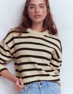 Boden Pulls & Gilets-Pull décontracté Lucy en coton Ivoire, marron