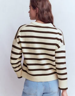 Boden Pulls & Gilets-Pull décontracté Lucy en coton Ivoire, marron