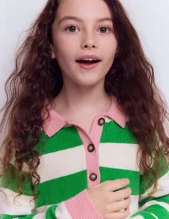 Boden Pulls & Gilets-Pull de rugby en maille Vert petit pois/écru chiné