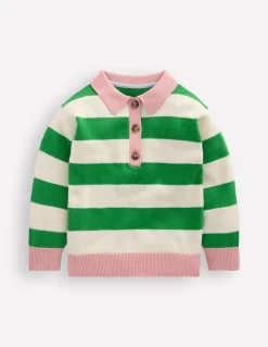 Boden Pulls & Gilets-Pull de rugby en maille Vert petit pois/écru chiné