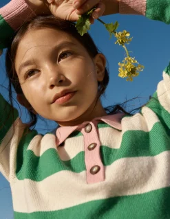 Boden Pulls & Gilets-Pull de rugby en maille Vert petit pois/écru chiné