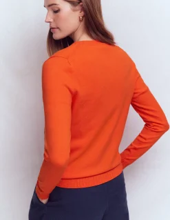 Boden Tenues De Travail|Pulls & Gilets-Pull Emilia à col V en coton Orange coucher de soleil