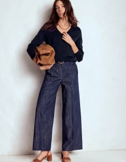 Boden Tenues De Travail|Pulls & Gilets-Pull Emilia à col V en coton Bleu Marine