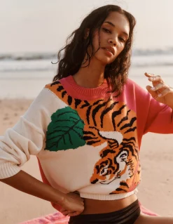 Boden Pulls & Gilets-Pull en jacquard Tigre ivoire chaud et rose