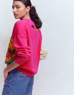 Boden Pulls & Gilets-Pull en jacquard Tigre ivoire chaud et rose