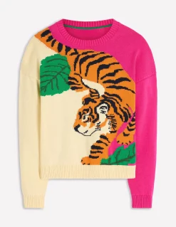 Boden Pulls & Gilets-Pull en jacquard Tigre ivoire chaud et rose