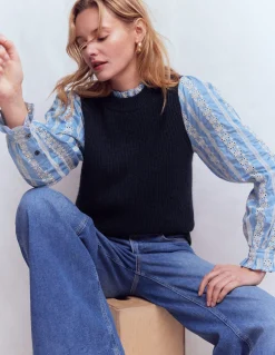 Boden Pulls & Gilets-Pull en mélange maille et tissu Bleu marine