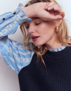 Boden Pulls & Gilets-Pull en mélange maille et tissu Bleu marine