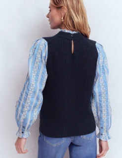 Boden Pulls & Gilets-Pull en mélange maille et tissu Bleu marine