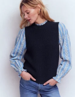 Boden Pulls & Gilets-Pull en mélange maille et tissu Bleu marine