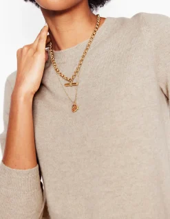 Boden Cachemire|Tenues De Travail-Pull Eva col rond en cachemire Chinchilla Chiné