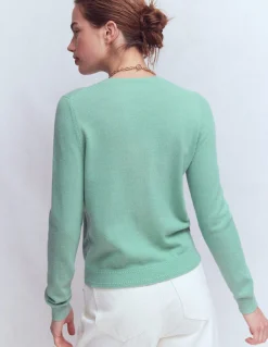 Boden Cachemire|Tenues De Travail-Pull Eva col rond en cachemire Bleu céladon