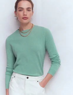 Boden Cachemire|Tenues De Travail-Pull Eva col rond en cachemire Bleu céladon