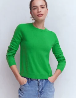 Boden Cachemire|Tenues De Travail-Pull Eva col rond en cachemire Vert printemps