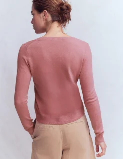 Boden Cachemire|Tenues De Travail-Pull Eva col V en cachemire Rose camélia