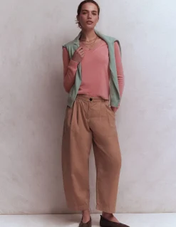 Boden Cachemire|Tenues De Travail-Pull Eva col V en cachemire Rose camélia