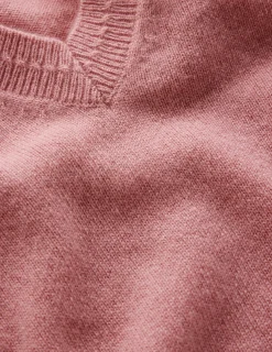 Boden Cachemire|Tenues De Travail-Pull Eva col V en cachemire Rose camélia