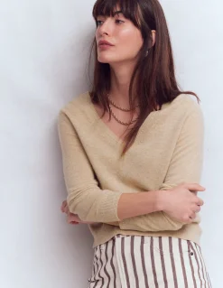 Boden Cachemire|Tenues De Travail-Pull Eva col V en cachemire Chinchilla Chiné