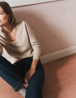 Boden Cachemire|Tenues De Travail-Pull Eva col V en cachemire Chinchilla Chiné