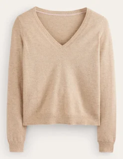 Boden Cachemire|Tenues De Travail-Pull Eva col V en cachemire Chinchilla Chiné