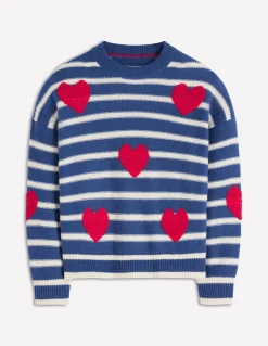 Boden Pulls & Gilets-Pull Isa brodé Cœurs bleu de Delft