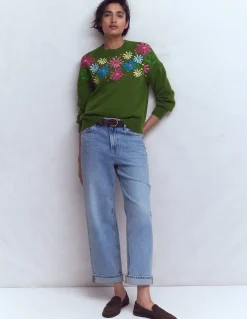 Boden Pulls & Gilets-Pull Isa brodé Jardin d’herbes aromatiques, fleurs vertes