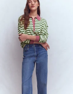 Boden Pulls & Gilets-Pull Lara à col tunisien en coton Ivoire chaud, rayé jardin intérieur