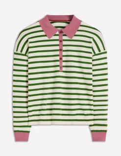 Boden Pulls & Gilets-Pull Lara à col tunisien en coton Ivoire chaud, rayé jardin intérieur