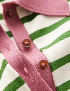 Boden Pulls & Gilets-Pull Lara à col tunisien en coton Ivoire chaud, rayé jardin intérieur