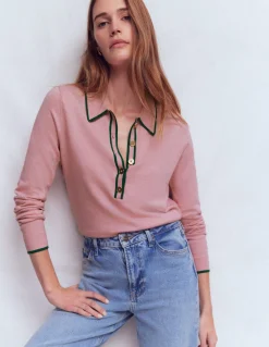 Boden Tenues De Travail-Pull Liz à col tunisien Lilas