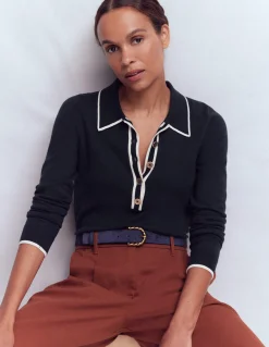 Boden Tenues De Travail|Pulls & Gilets-Pull Liz à col tunisien Bleu marine