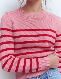 Boden Pulls & Gilets-Pull Lucy en coton épais Rose/rouge