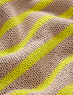 Boden Pulls & Gilets-Pull Lucy en coton épais Camel chiné, rayé fluo