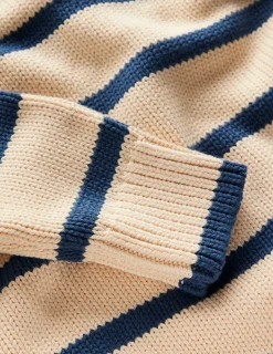 Boden Pulls & Gilets-Pull Lucy oversize en coton Rayé lait d’amande/bleu denim