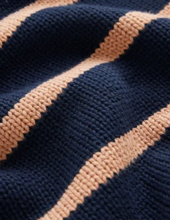 Boden Pulls & Gilets-Pull Lucy oversize en coton Bleu marine/camel chiné