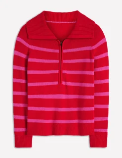 Boden Pulls & Gilets-Pull Lucy partiellement zippé Rose/rouge