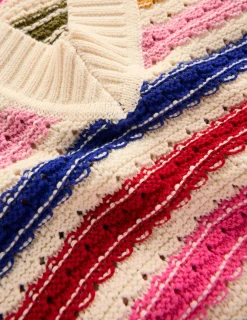 Boden Pulls & Gilets-Pull Maeve en coton texturé À Rayures Multicolores