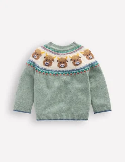 Boden Pulls & Gilets-Pull motif jacquard Vaches Highland vert Csarite